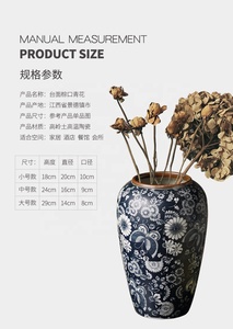 Jingdezhen — Vase décoratif en céramique fait à la main, bleu et blanc, vase décoratif en porcelaine, décoration - Product Image 4