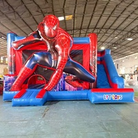 Château gonflable avec toboggan, thème héros, pour fêtes d'enfants, événements, aire de jeux extérieure