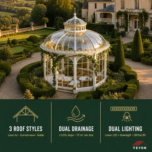 Yeyon 2026 OEM Europäischer Stil Gebogenes Glas Freistehender Sunny <span class=keywords><strong>Joy</strong></span> Garten Langlebiger Wohn-Außen-Wintergarten Glashaus - Product Image 3