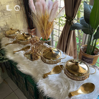 Neues Design Edelstahl-Servierplatten Rund Goldenes Buffet Chafing Warmer Hotel Restaurant Buffet-Set mit Ofenabdeckung