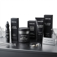 Kit de Soins pour Hommes Fermentés OEM Personnalisé : Rouleau Contour des Yeux à la Caféine, Crème Peptidique, Nettoyant – Fournitures de Luxe pour Barbiers
