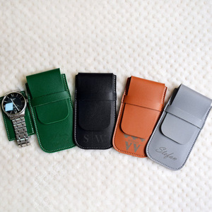 Cross-border Leather <b>Watch</b> Bag, Single <b>Watch</b> Organizer, Flip-top <b>Watch</b> <b>Case</b>, Quartz <b>Watch</b> Crystal Scratch-resistant Leather - Product Image 3