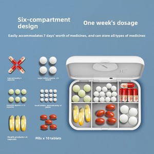 Nouvelle boîte à pilules intelligente portable avec rappel <span class=keywords><strong>automatique</strong></span> de médicaments, contrôle par application, programmation horaire et alarme temporisée pour le prise de médicaments - Livraison directe - Product Image 2