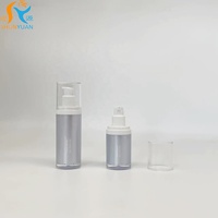 Botella de Vacío Acrílica de Pared Gruesa Azul Grisácea de 15/30/50 ml con Tapa Corona y Serigrafía para Loción, Mascarilla Facial, Sérum para el Cuidado de la Piel