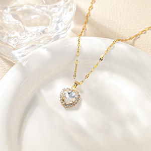 Joyería de lujo ligera de moda, collar con abalorio de circón y corazón para mujer, venta al por mayor, regalo de joyería para el Día de San Valentín - Product Image 4