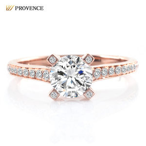 Bague de fiançailles et de mariage en or rose massif 18 carats 14 carats personnalisable avec moissanite, bijoux fins et élégants pour les propositions d'anniversaire - Product Image 1