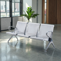Chaises d'attente modernes en acier inoxydable de haute qualité, personnalisées, 3 places, pour les salles d'attente des hôpitaux, les salles de sport, les cabinets dentaires, garantie de 5 ans