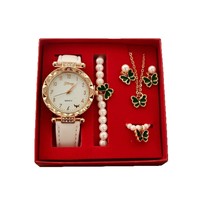 Coffret Cadeau Montre et Bijoux pour Femme avec Perles Papillon Modèle W3439 pour Mère ou Petite Amie - Nouveauté Explosive pour le Commerce International