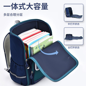 ZMBABY Student <b>Backpack</b> 18 In <b>Large</b> <b>Capacity</b> Color Blocking Stripe Design For Boys School Education - Product Image 5