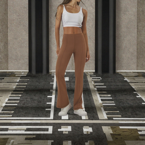 Nouveauté Automne 2025 – Pantalon de yoga décontracté évasé pour femme, avec fente latérale et bas contrastant, style cloche, idéal pour la danse - Product Image 3