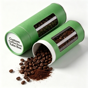 Custom Size Round Cylinder Paper Packaging Tube for Coffee Bean Candy Chocolate Snack Food <b>Container</b> with Transparent Window - Product Image 5