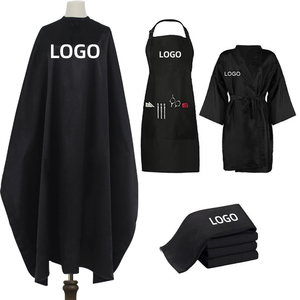 Cape de coiffure imperméable en polyester avec logo noir à pression pour salon de coiffure, robe de coupe de cheveux - Product Image 5