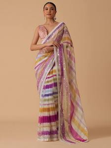 Sari en Georgette le plus vendu avec des broderies de sequins pour la collection de vêtements de soirée pour femmes, provenant d'un fournisseur indien - Product Image 2