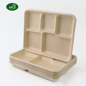 أطباق أواني الطعام VVG bagasse صديقة للبيئة بيولوجي قابل للتحلل قصب السكر 5 مقصورة طبق للاستعمال مرة واحدة - Product Image 1