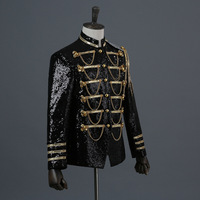 Veste de scène à sequins pour homme avec chaîne à pampilles, tenue de performance pour DJ, animateur, chanteur, soirée en boîte de nuit