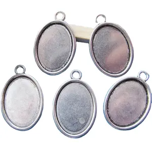 High Quality And Low Price Fit 18mmx25mm Oval Cabochon Bezel Round Blank Coin Pendant