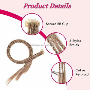 Tresse de perruque synthétique à trois brins avec clip <span class=keywords><strong>BB</strong></span> Clip de perruque de tresse d'usure quotidienne pour les femmes Clip de 22 pouces dans l'extension de cheveux de tresse - Product Image 4