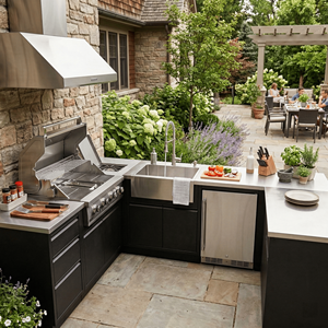 ตู้ครัวกลางแจ้งสแตนเลสกันแมลงรุ่นใหม่ ทนทาน แข็งแรง พร้อมอ่างล้างจานสำหรับสวน - Product Image 2