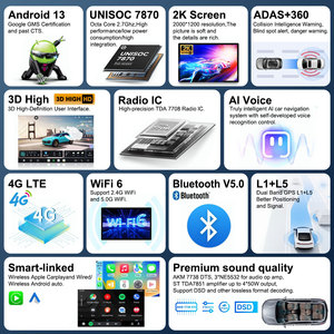 Ai Car DVD Player 2 DIN 13 inch 2K IPS màn hình cảm ứng xe đài phát thanh không dây Carplay <span class=keywords><strong>Android</strong></span> Auto chatgpt ai điều khiển bằng giọng nói xe Stereo - Product Image 2