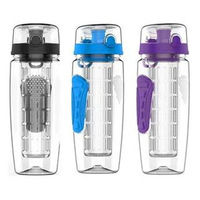 Bouteille d'eau en plastique Tritan avec infuseur à fruits, sans BPA, infuseur à citron, bouteille d'eau avec filtre