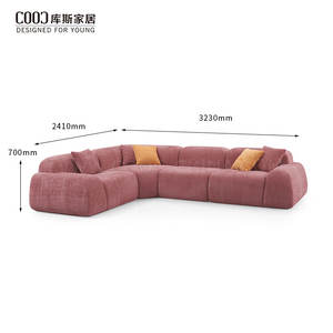 佛山工場真空パック圧縮L形骨なしソファセットモジュラー断面式ソファ深い座席付き - Product Image 2