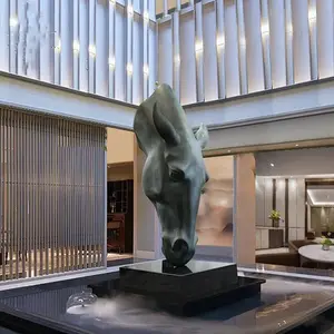 Patung Seni Serat Kaca Besar Taman Luar Ruangan Seukuran Hewan Patung Kepala Kuda