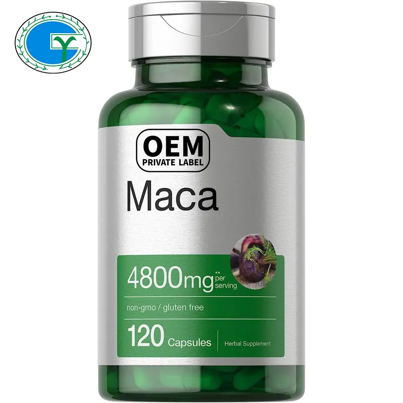 Maca capsule Men Maca Root Powder con Ginseng integratore alimentare pillole di Maca nere a forte energia per l'ingrandimento dell'anca di testa OEM