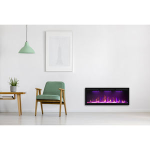 เตาผิงไฟฟ้าติดผนังแบบฝัง Luxstar คุณภาพสูง ดีไซน์ทันสมัย ขนาด 45 นิ้ว เปลวไฟจริง ใช้ในบ้าน โรงแรม พร้อมไฟ LED RGB - Product Image 4