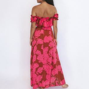 Robe à imprimé hawaïen personnalisée, robe bandeau décontractée, robe bohème en rayonne de luxe, ensemble deux pièces - Product Image 3