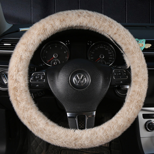 Meilleures ventes - Housse de volant de <span class=keywords><strong>voiture</strong></span> en peluche de luxe 38 cm, douce, chaude pour l'hiver, antidérapante, universelle pour Nissan et Mazda, logo personnalisé - Product Image 2