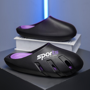 Fashion Sports Letter Print <b>Clogs</b> for Men, Breathable Hollow Out Platform Slides, Comfortable Indoor Outdoor Sandals - Product Image 1