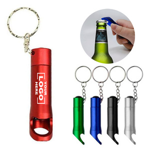 Promotional Gifts Aluminum Bottle Opener Key Chain Custom Logo Aluminum Mini 3 LED Flashlight Keychains
