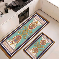 Tapis de cuisine ergonomique anti-fatigue en mousse PVC, imperméable, antidérapant avec support en caoutchouc, résistant aux taches, design floral moderne