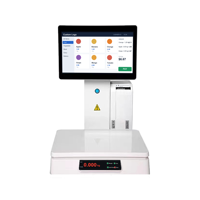 Terminal de point de vente avec reconnaissance IA, écran tactile 15,6 pouces, affichage LED 8 chiffres, imprimante de reçus et d'étiquettes 58 mm, Windows Intel I3