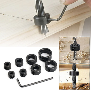 Anillos de control de profundidad para brocas helicoidales de 3-16 mm, óxido negro, para taladrar madera, juego de control de profundidad ajustable - Product Image 2