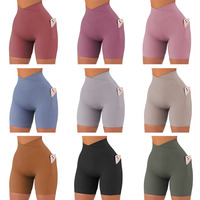 Shorts de cyclisme pour femmes MIQI OEM, séchage rapide, taille serrée, vêtements de sport de gym, shorts de sport de yoga avec poches