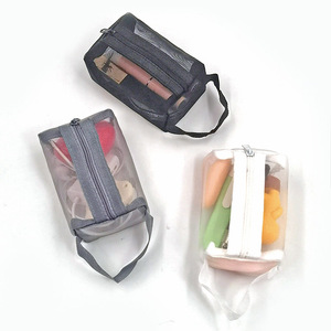 Mini zippered cosmetic bag, transparent mesh coin purse, portable lipstick key pouch, card <b>holder</b>, transparent storage bag - Product Image 2