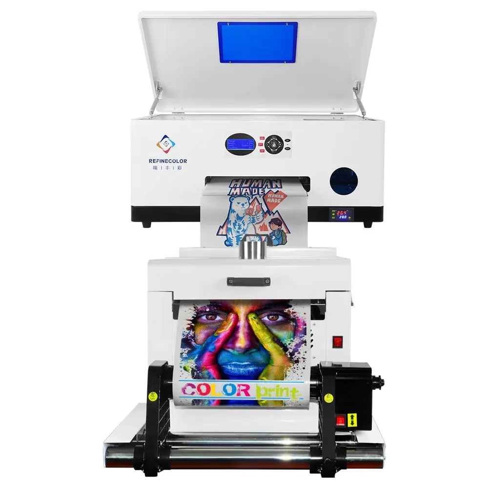 Refinecolor Desktop Impressora DTF EPS XP600 A3 33cm Rolo Direto Para Filme Máquina De Impressão De T-shirt Para Todos Os Tecidos