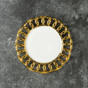 Assiettes de présentation creuses carrées en céramique or blanc personnalisées service de vaisselle de mariage de luxe vaisselle décorative écologique - Product Image 4