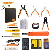 Ensemble d'outils professionnels pour le réseau informatique JAKEMY 17 pièces, outils à main en acier au chrome-vanadium, dénudeur de fils, pinces à bec long, CE