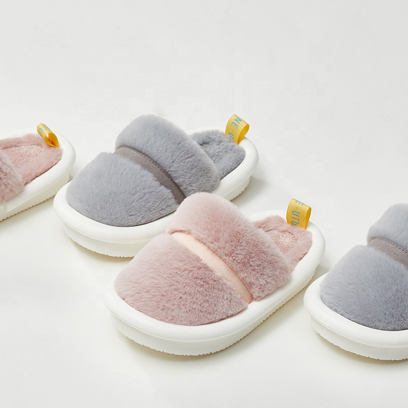 Домашние тапочки UTUNE, детские зимние тапочки, меховые пушистые теплые домашние тапочки для детей, хлопковые нескользящие тапочки для мальчиков и девочек, 2021