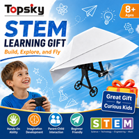 TOPSKY TOYS Kit d'avion en papier télécommandé 2,4 GHz DIY avec télécommande et lumières pour enfants, cadeau STEM, modèle 523231 pour les écoles