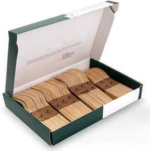 Fourchettes jetables en bambou, ustensiles biodégradables, 300 pièces, ensembles jetables, couverts en bois d'érable pour les voyages - Product Image 2