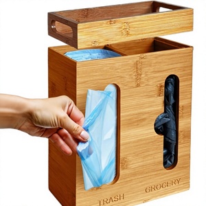 Dispenser <span class=keywords><strong>per</strong></span> Sacchetti della Spazzatura in Bambù <span class=keywords><strong>per</strong></span> Cucina, Finitura Laccata, Organizzatore <span class=keywords><strong>per</strong></span> Dispensa e Lavello, Portarotoli <span class=keywords><strong>per</strong></span> Appartamenti e Case - Product Image 1