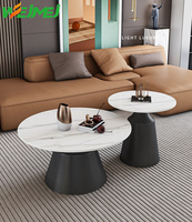 Table basse moderne à vendre, table basse ronde avec pieds en métal, ensemble de meubles pour salon, Knox Round Black