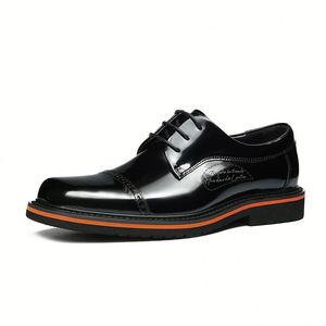 Chaussures habillées classiques de luxe en cuir véritable italien pour hommes, en cuir de vachette, pour mariage - Product Image 3