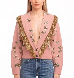 Suéter Cárdigan Personalizado de Alta Calidad con Diseño de Patrón Jacquard Bohemio, Cuello en V y Manga Larga - Product Image 2