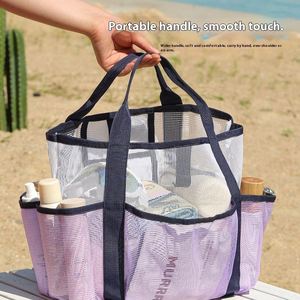 Large Capacity Portable Fitness <b>Storage</b> Cosmetic Bag Double-Layer Mesh Partition Waterproof Beach Bag for Travel Swimming - Product Image 3