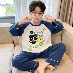 <span class=keywords><strong>Pigiama</strong></span> Personalizzato con Motivi Cartoon 2026, Set Primaverile e Autunnale in Puro <span class=keywords><strong>Cotone</strong></span> Caldo per Ragazzi, Abbigliamento da Casa a Maniche Lunghe per Bambini - Product Image 4