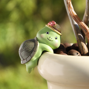 Pot à succulentes en résine tortue verte Kawaii, décoration fantaisie en forme d'animal, trou de drainage, cadeau écologique pour la maison, le bureau ou le balcon - Product Image 5